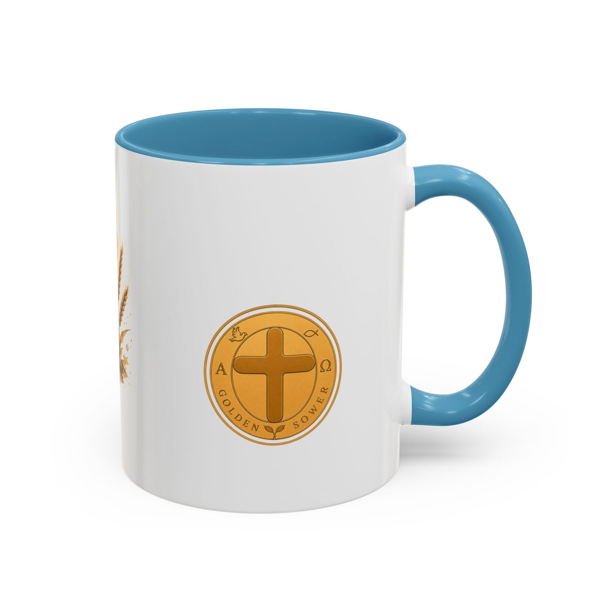 Christliche Kaffeetasse mit Kerzenmotiv - Goldenes Kreuz