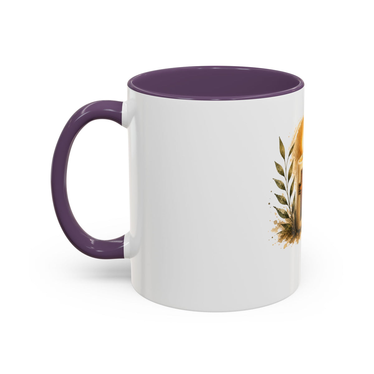 Christliche Kaffeetasse mit Kerzenmotiv - Goldenes Kreuz
