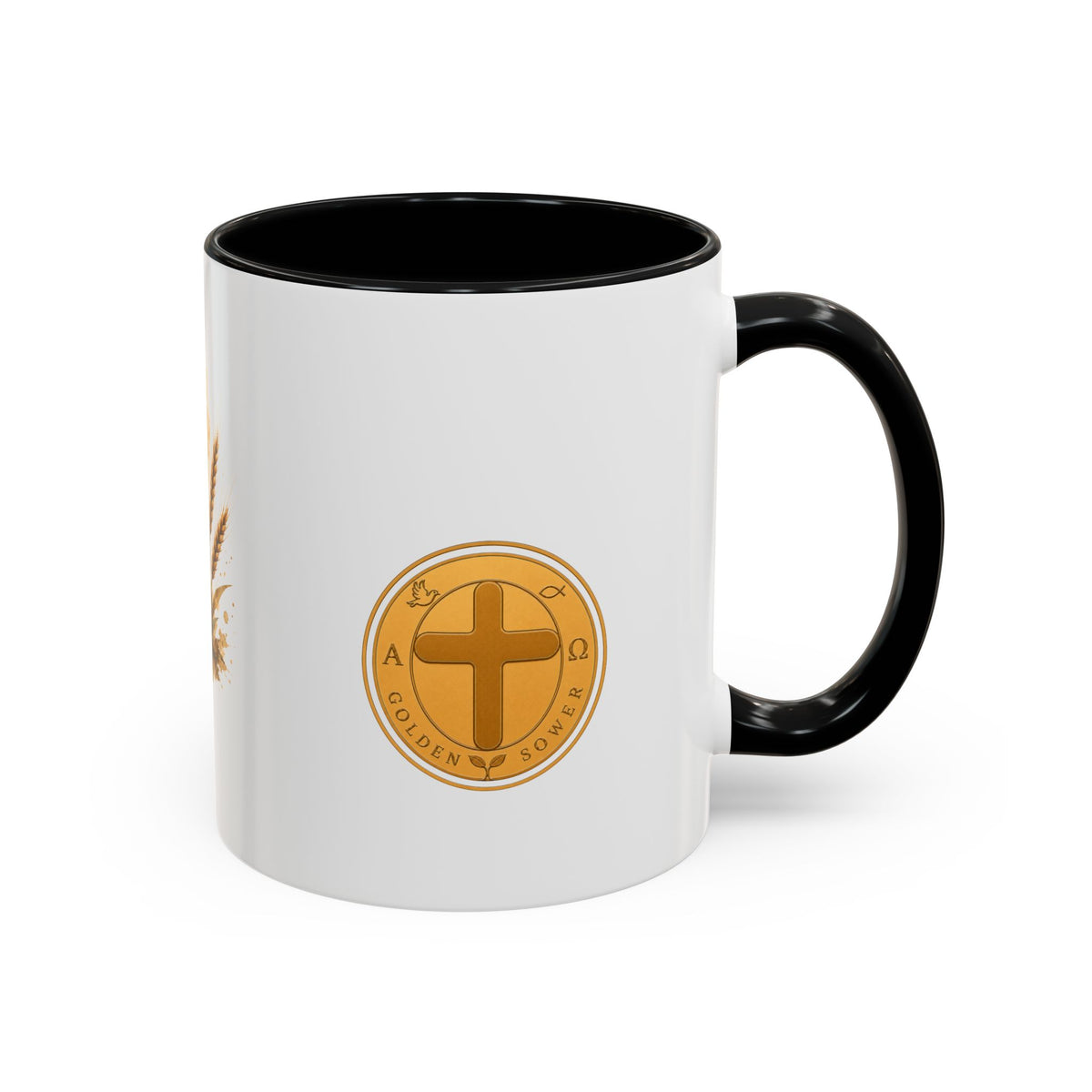 Christliche Kaffeetasse mit Kerzenmotiv - Goldenes Kreuz