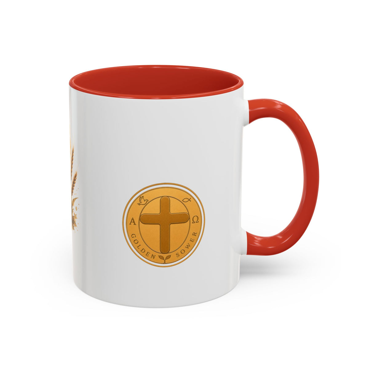 Christliche Kaffeetasse mit Kerzenmotiv - Goldenes Kreuz