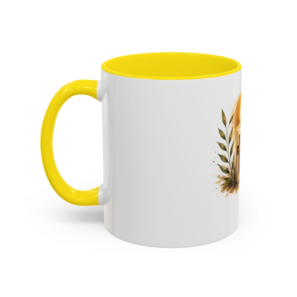 Christliche Kaffeetasse mit Kerzenmotiv - Goldenes Kreuz