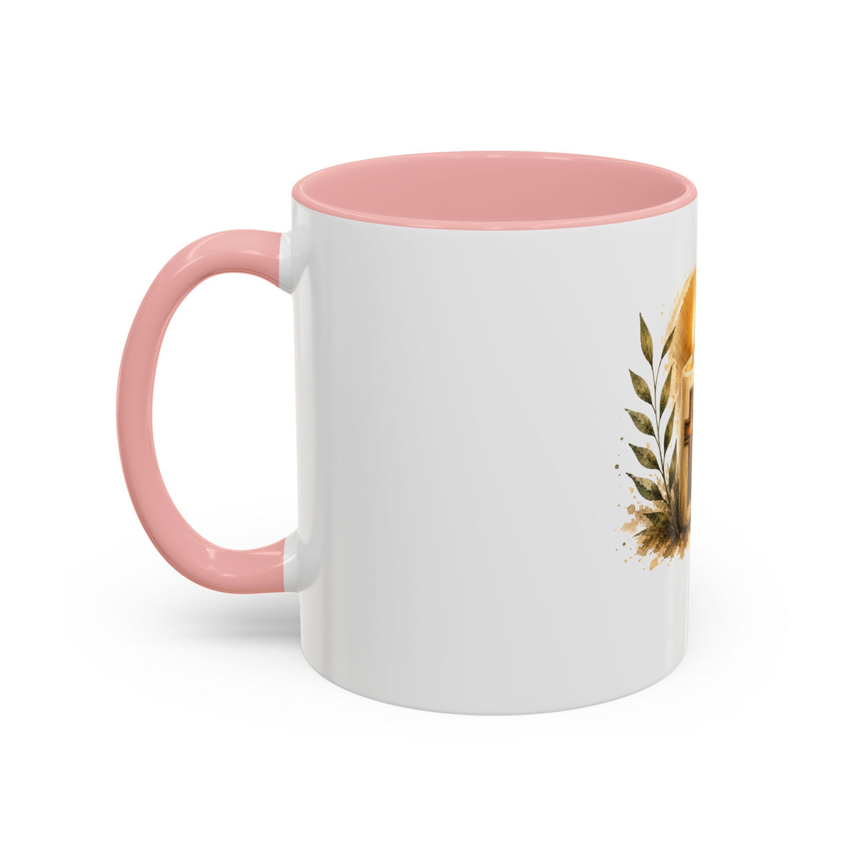 Christliche Kaffeetasse mit Kerzenmotiv - Goldenes Kreuz