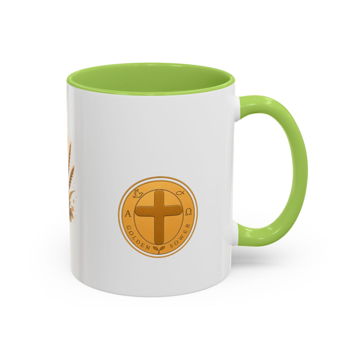 Christliche Kaffeetasse mit Kerzenmotiv - Goldenes Kreuz
