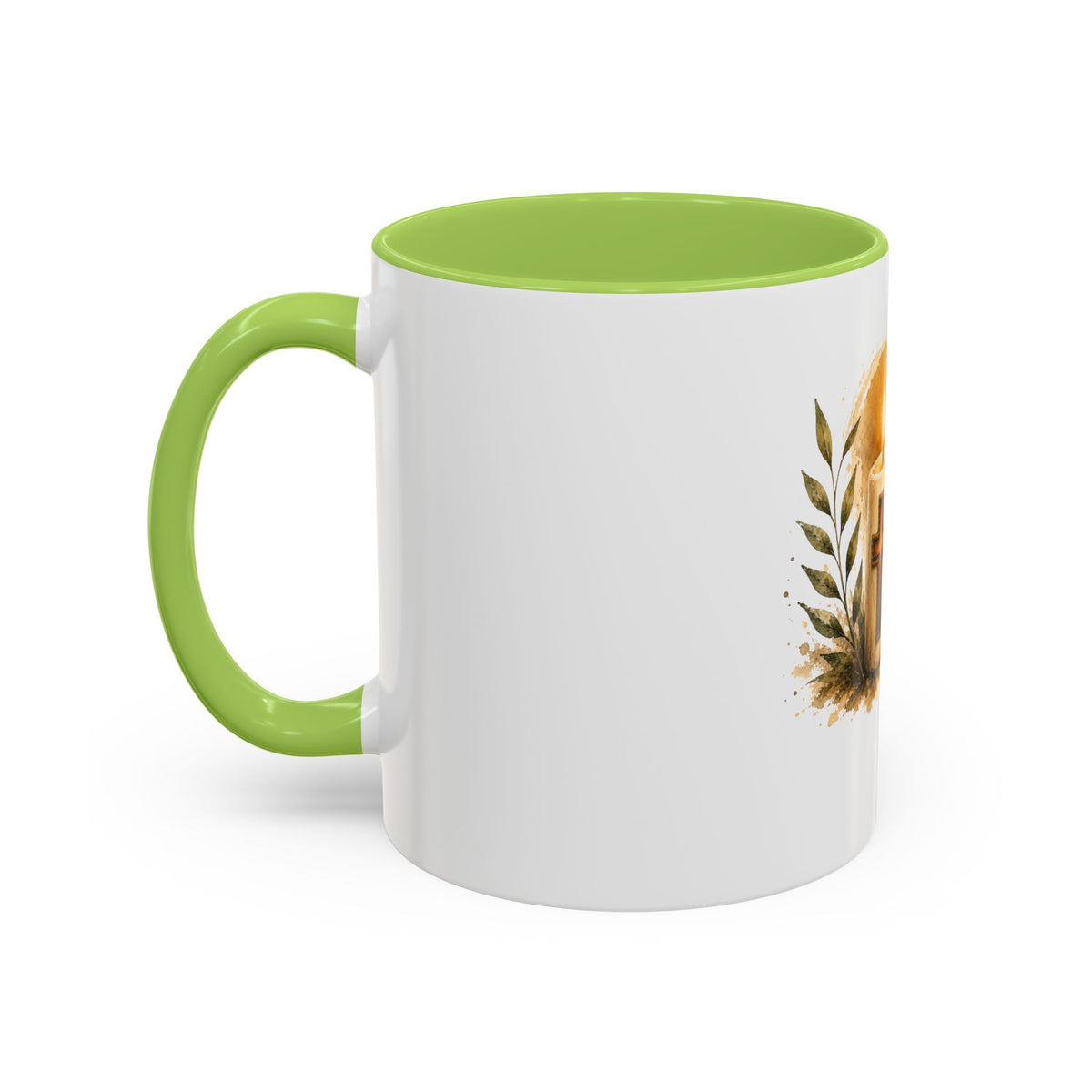 Christliche Kaffeetasse mit Kerzenmotiv - Goldenes Kreuz