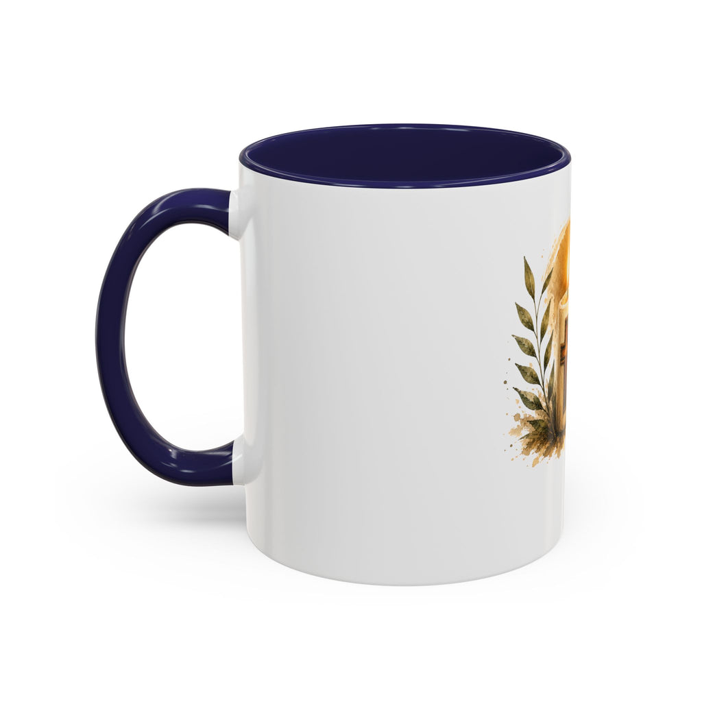 Christliche Kaffeetasse mit Kerzenmotiv - Goldenes Kreuz