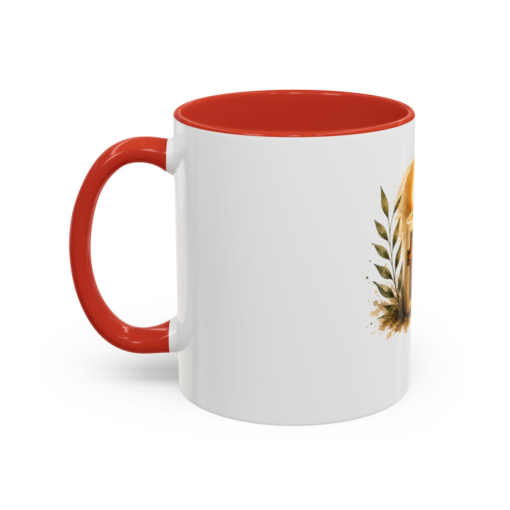 Christliche Kaffeetasse mit Kerzenmotiv - Goldenes Kreuz
