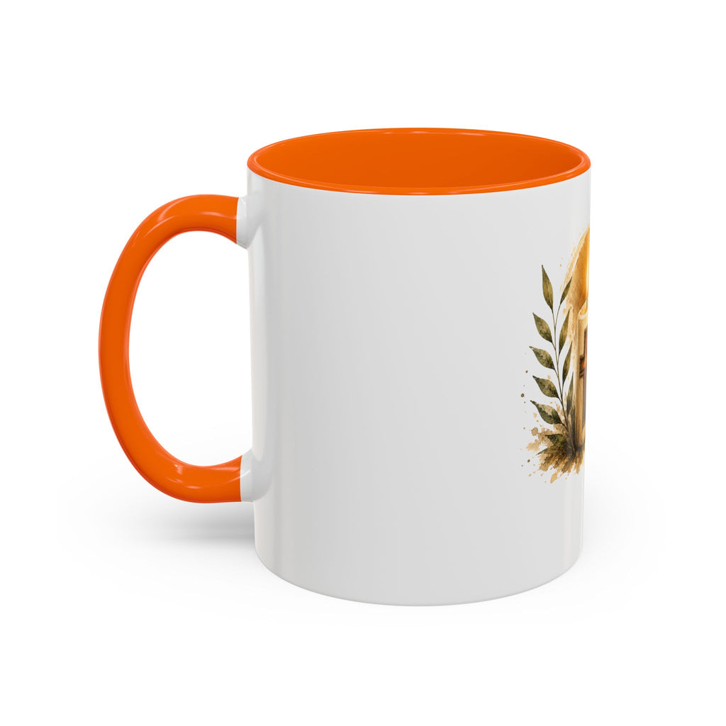 Christliche Kaffeetasse mit Kerzenmotiv - Goldenes Kreuz