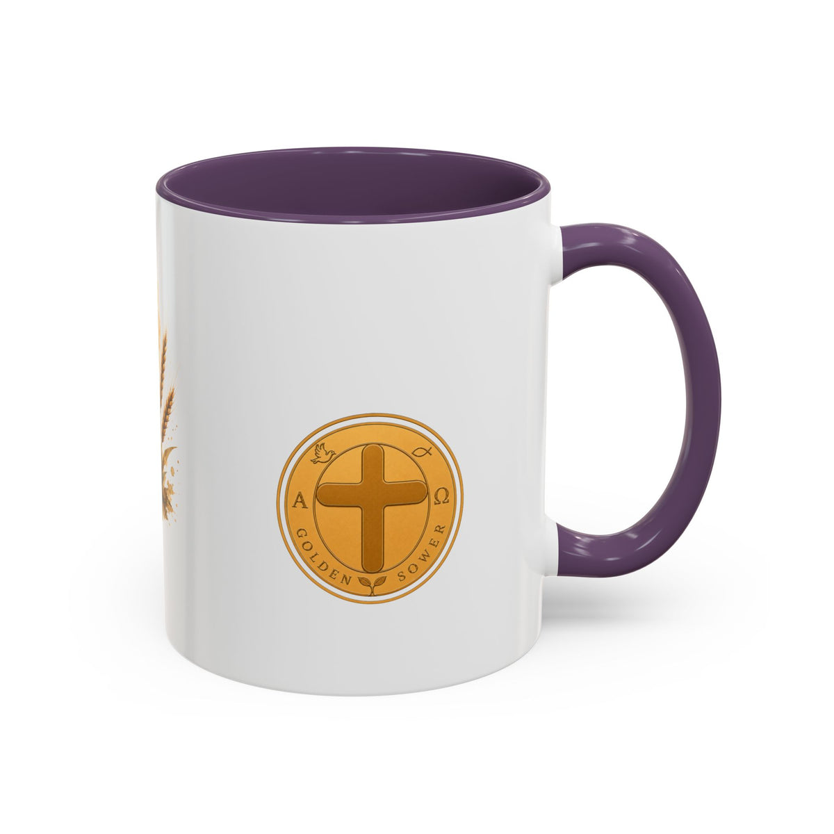 Christliche Kaffeetasse mit Kerzenmotiv - Goldenes Kreuz